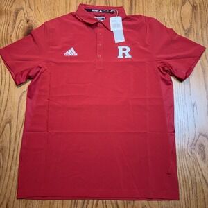 Adidas Rutgers Scarlet Knights Polo Shirt Men's Large Red Short Sleeve NWT